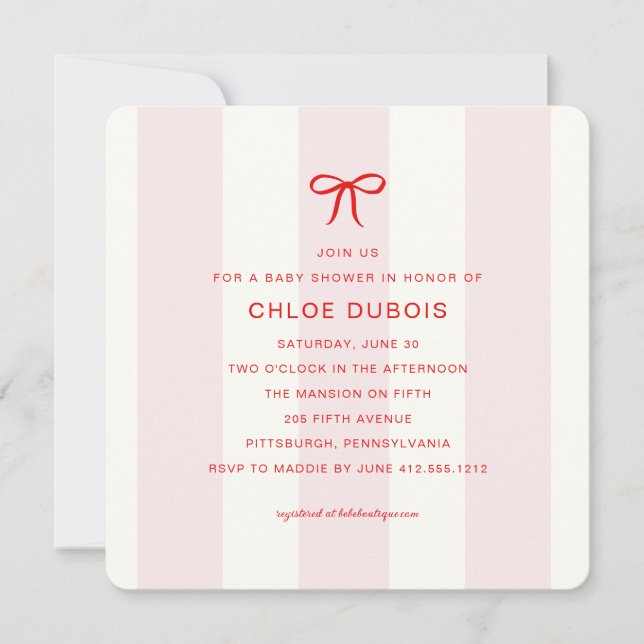 Elegant Modern Coquette Pink Baby Shower  Invitation (Front)