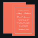 Elegant Modern Coral and White Wedding Invitation<br><div class="desc">Modern Elegant,  Yet Simple Wedding Coral and White Invitation Card</div>