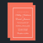 Elegant Modern Coral and White Wedding Invitation<br><div class="desc">Modern Elegant,  Yet Simple Wedding Coral and White Invitation Card</div>