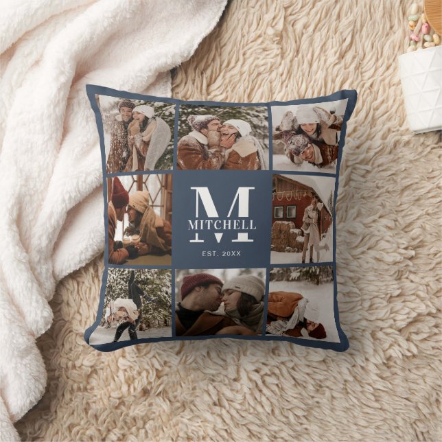 Elegant Modern Couple Photo Collage Personalised Cushion (Blanket)