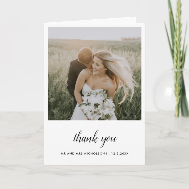 Elegant Modern Couple Wedding Thank You | Script Card (Front)