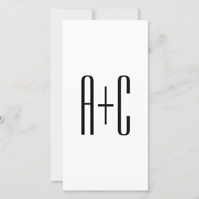 Elegant Modern Couples Initials | White & Black (Front)