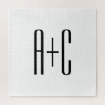 Elegant Modern Couples Initials | White & Black Jigsaw Puzzle<br><div class="desc">Editable monogram you can change anyway you like!</div>