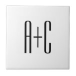 Elegant Modern Couples Initials | White & Black Tile<br><div class="desc">Editable monogram you can change anyway you like!</div>