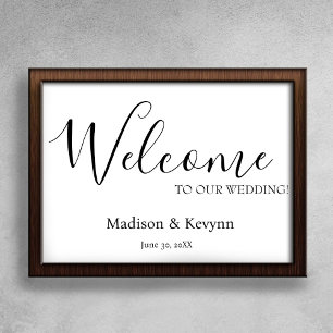 Elegant Modern Couples Names Wedding Welcome Sign