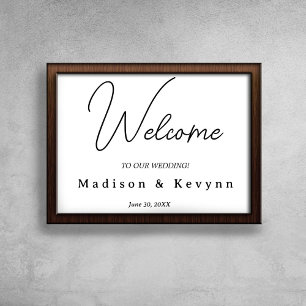 Elegant Modern Couples Names Wedding Welcome Sign