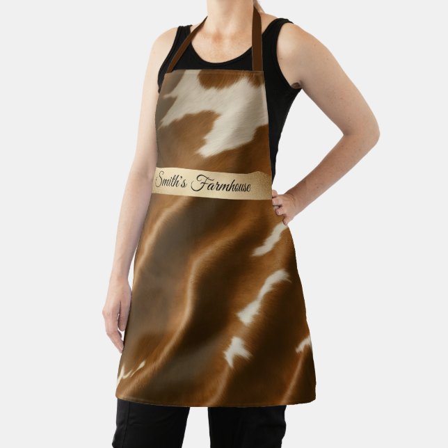 Elegant Modern Cow Faux Leather Collection Apron (Insitu)