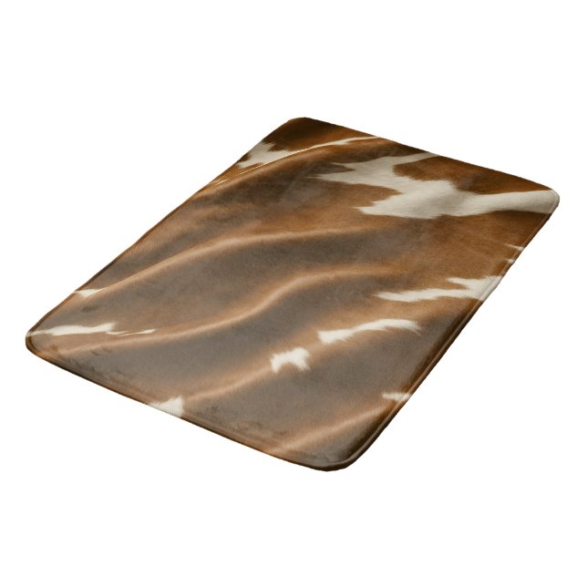 Elegant Modern Cow Faux Leather Collection Bath Mat (Angled)