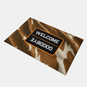 Elegant Modern Cow Faux Leather Collection Doormat