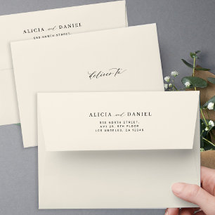 Elegant modern cream ivory wedding return address  envelope