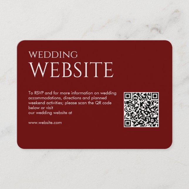 Elegant Modern Crimson Red Wedding Enclosure Card (Front)