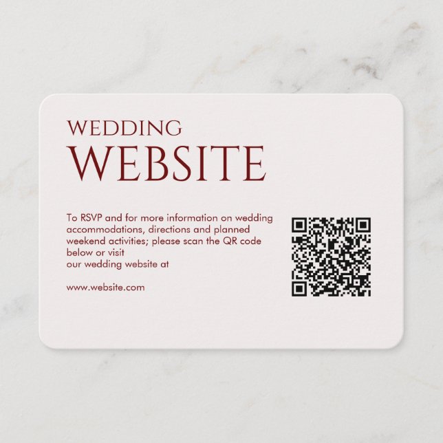 Elegant Modern Crimson Red Wedding Enclosure Card (Front)