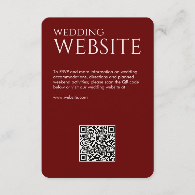 Elegant Modern Crimson Red Wedding Enclosure Card (Front)