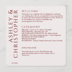 Elegant Modern Crimson Red Wedding Programme