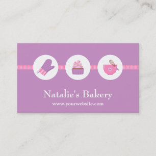 Elegant Modern Cupcake Bakery Cafe Pink Purple Business Card