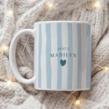 Elegant Modern Custom Auntie Name Blue Striped