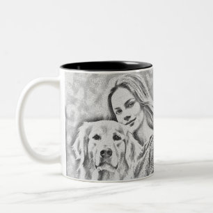 Elegant Modern Custom Personalised Pet Photo Dog Two-Tone Coffee Mug