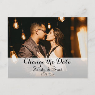 Elegant Modern Custom  Photo Change Date Wedding Postcard