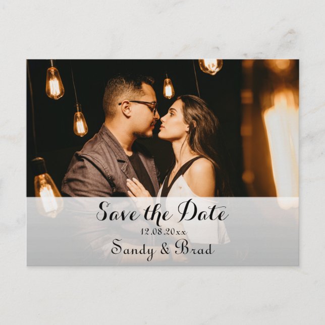 Elegant Modern Custom  Photo Save the Date Wedding Postcard (Front)