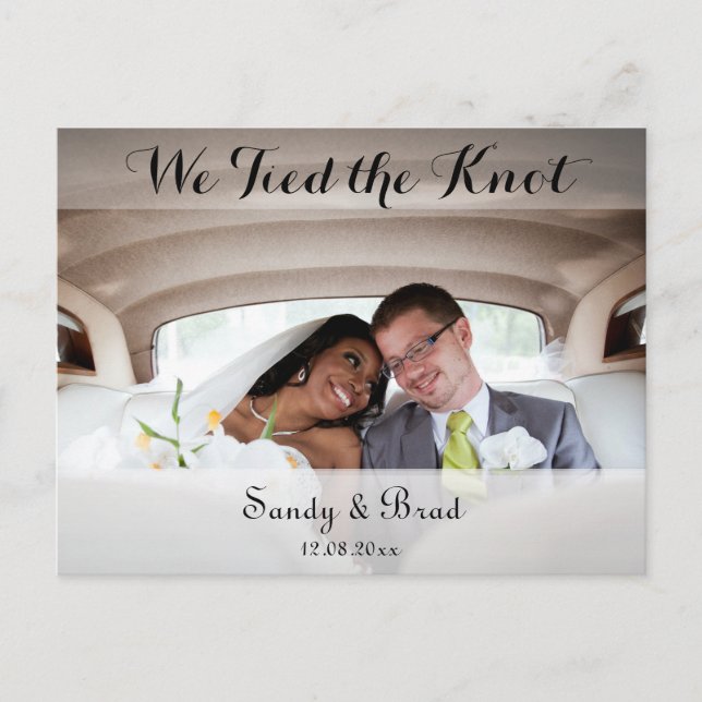 Elegant Modern Custom  Photo Wedding announcement Postcard (Front)