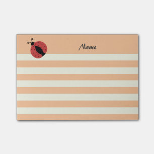 Elegant modern cute ladybug stripes personalised post-it notes