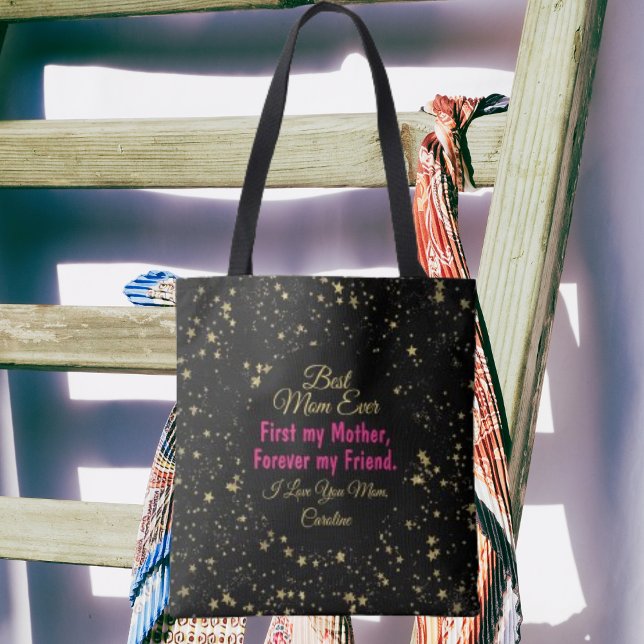 Elegant Modern Cute Mum Pink Gold Mothers Day Tote Bag (Creator Uploaded)