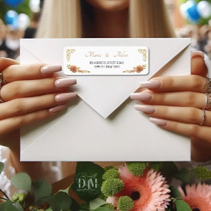 Elegant Modern Dahlias Golden Script Wedding