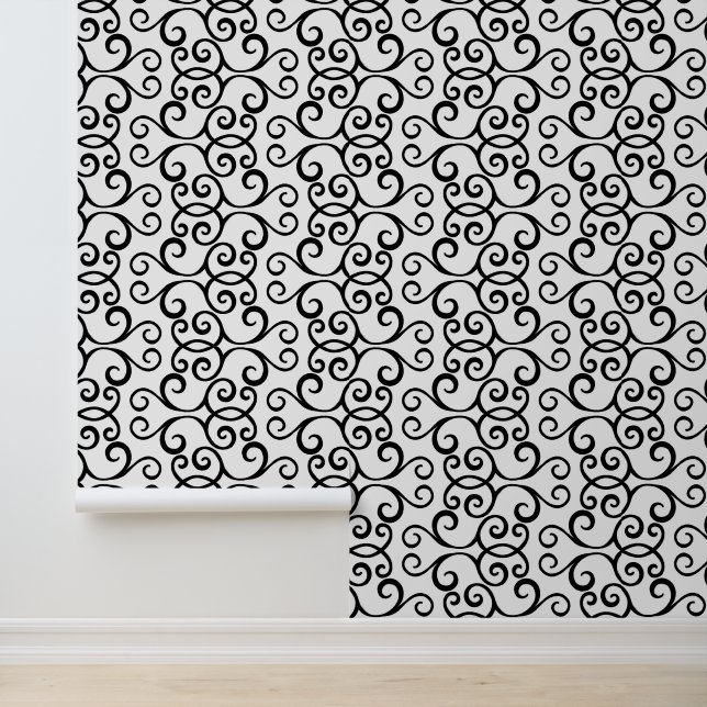  Elegant Modern Damask Classy Chic Black and White Wallpaper (Application)