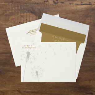 Elegant Modern Dandelion Gold Wedding Envelope