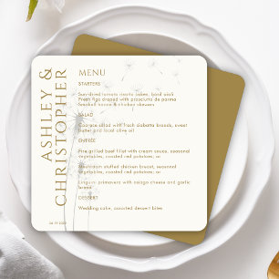 Elegant Modern Dandelion Gold Wedding Menu