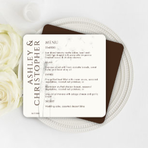 Elegant Modern Dandelion Walnut Brown Wedding Menu