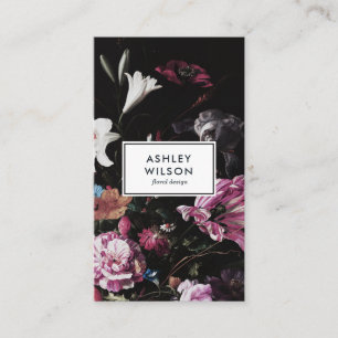Elegant Modern Dark Floral Bouquet Business Card