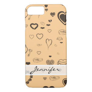 Elegant Modern Dark Grey Heart Pattern Case-Mate iPhone Case