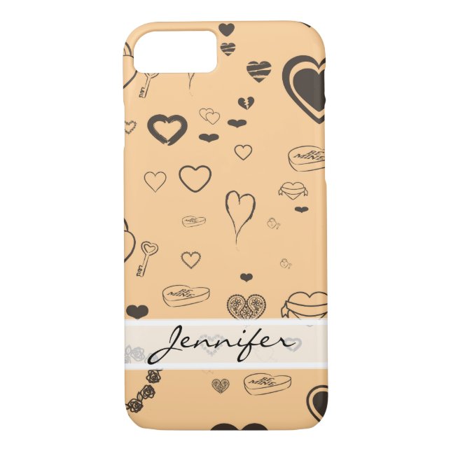 Elegant Modern Dark Grey Heart Pattern Case-Mate iPhone Case (Back)