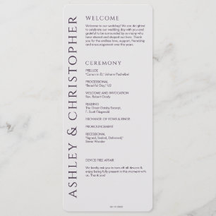 Elegant Modern Dark Purple Wedding Programme