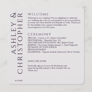 Elegant Modern Dark Purple Wedding Programme