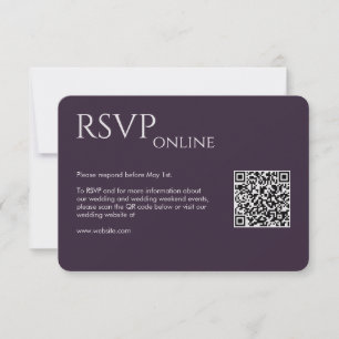 Elegant Modern Dark Purple Wedding RSVP Card