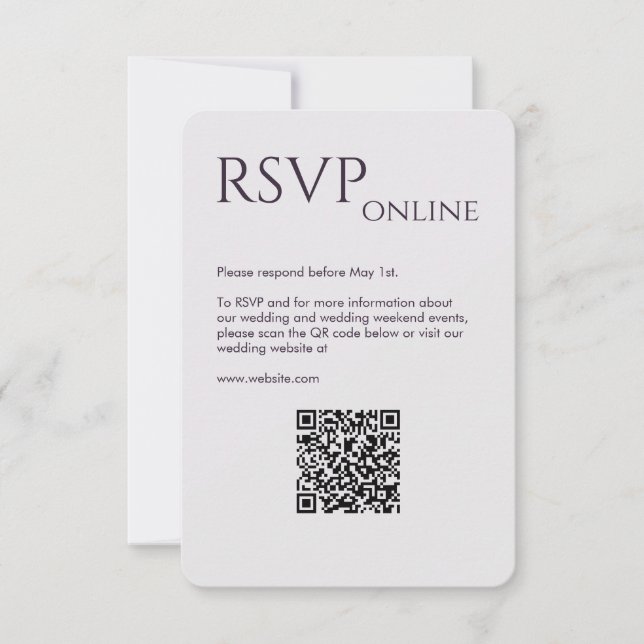 Elegant Modern Dark Purple Wedding RSVP Card (Front)