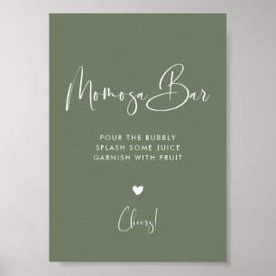 Elegant & Modern Dark Sage Green Momosa bar sign
