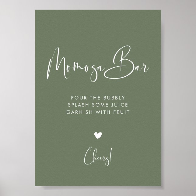 Elegant & Modern Dark Sage Green Momosa bar sign (Front)