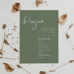 Elegant & modern dark sage green wedding programme<br><div class="desc">A modern typography and a trendy sage green colour for your wedding stationery: choose this simple and elegant wedding suite. Fully customisable: you can change the background as well as the text colour as you like.</div>