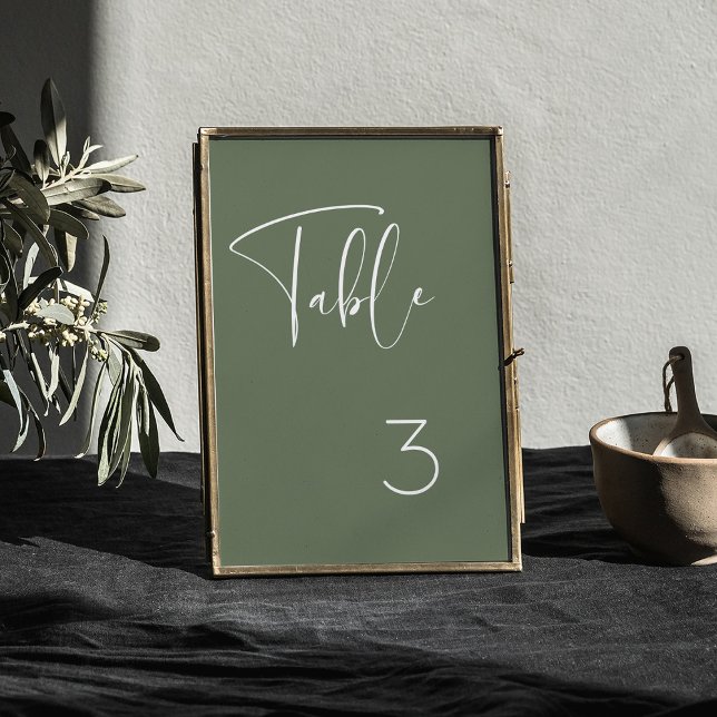 Elegant & modern Dark sage green wedding Table Number (Creator Uploaded)