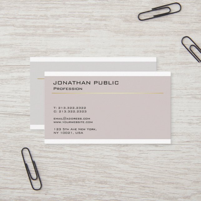 Elegant Modern Design Minimalistic Plain Luxury Business Card (Front/Back In Situ)
