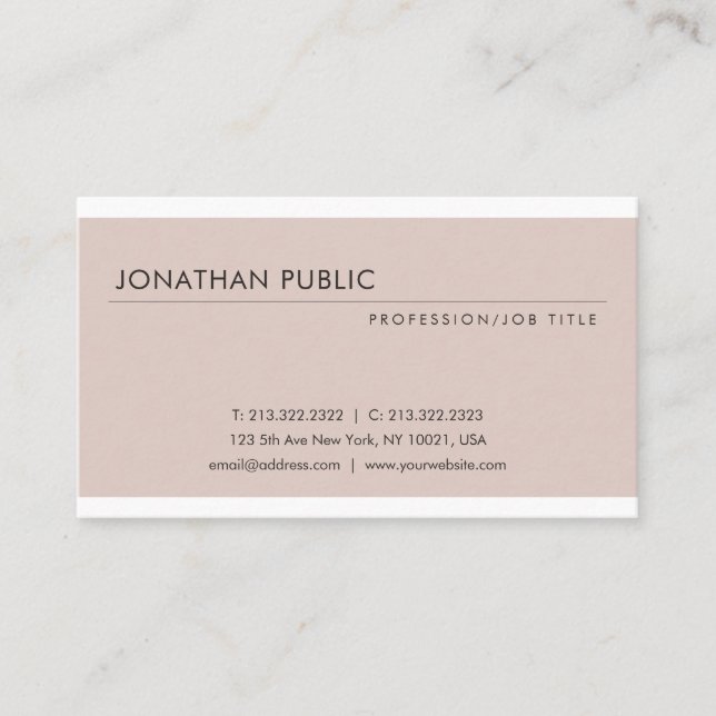 Elegant Modern Design Professional Trendy Plain Business Card (Front)