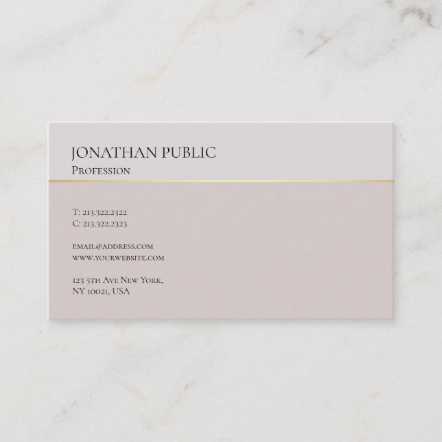 Elegant Modern Design Simple Plain Professional Business Card (Front)