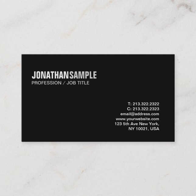 Elegant Modern Design Sleek Chic Plain Trending Business Card (Front)