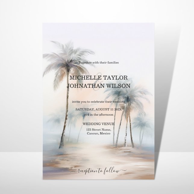 Elegant Modern Destination Wedding Palm Beach Invitation (Creator Uploaded)
