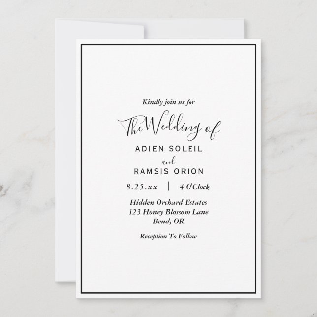 Elegant Modern Details All In One Wedding Invitation (Front)