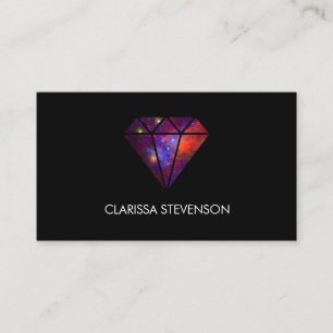 elegant modern diamond nebula colourful pink black business card
