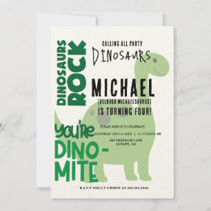 Elegant Modern Dinosaur T-Rex Birthday Party Invitation